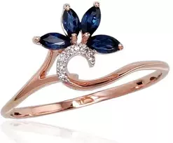 Diamond Sky Jewelry Auksinis žiedas su deimantais ir safyrais „Crystallite III“