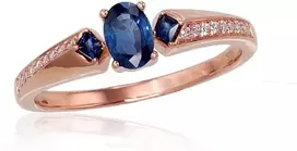 Diamond Sky Jewelry Auksinis žiedas su deimantais ir safyrais „Misa II“