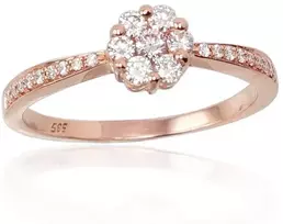 Diamond Sky Jewelry Auksinis žiedas su deimantais „Deimantų Gėlė III“