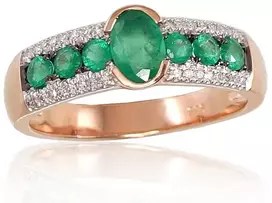 Diamond Sky Jewelry Auksinis žiedas su deimantais ir smaragdais „Eternity II“