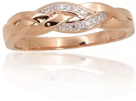 Diamond Sky Jewelry Auksinis žiedas su deimantais „Auksinė Banga VII“