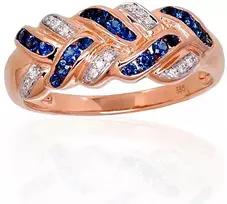 Diamond Sky Jewelry Auksinis žiedas su deimantais ir safyrais „Aukso Raštas XIII“