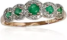 Diamond Sky Jewelry Auksinis žiedas su deimantais ir smaragdais „Jenny VIII“