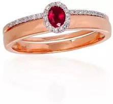 Diamond Sky Jewelry Auksinis žiedas su deimantais ir rubinais „Je t'aime V“