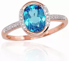 Diamond Sky Jewelry Auksinis žiedas su deimantais ir topazais „Femme Fatale“