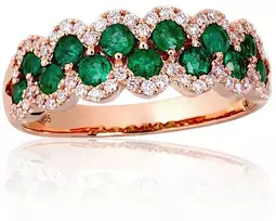 Diamond Sky Jewelry Auksinis žiedas su deimantais ir smaragdais „Aukso Raštas XIV“