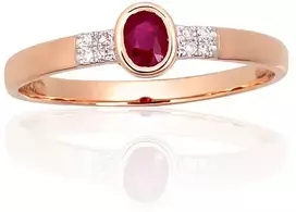 Diamond Sky Jewelry Auksinis žiedas su deimantais ir rubinais „Grakštumas XI“