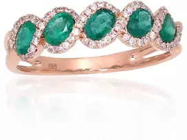 Diamond Sky Jewelry Auksinis žiedas su deimantais ir smaragdais „Atėnė IV“