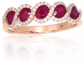Diamond Sky Jewelry Auksinis žiedas su deimantais ir rubinais „Atėnė“