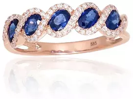 Diamond Sky Jewelry Auksinis žiedas su deimantais ir safyrais „Atėnė II“