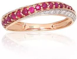 Diamond Sky Jewelry Auksinis žiedas su deimantais ir rubinais „Roxana IV“