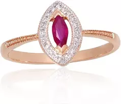 Diamond Sky Jewelry Auksinis žiedas su deimantais ir rubinais „Aleksandrija“