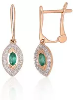 Diamond Sky Jewelry Auksiniai auskarai su deimantais ir smaragdais „Aleksandrija II“