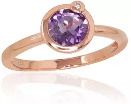 Diamond Sky Jewelry Auksinis žiedas su deimantais ir ametistais „Garmiona“