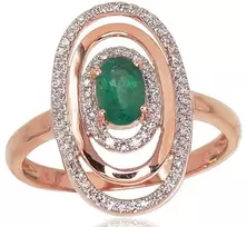 Diamond Sky Jewelry Auksinis žiedas su deimantais ir smaragdais „Emma II“