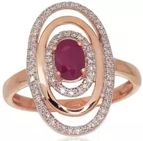 Diamond Sky Jewelry Auksinis žiedas su deimantais ir rubinais „Emma III“