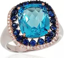 Diamond Sky Jewelry Auksinis žiedas su deimantais, topazais ir safyrais „Imperial Topaz“