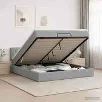 Otmana lova su matracsu ir LED Šviesiai pilka 140 x 190 cm
