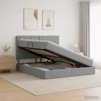 LED saugojimo lova su čiužiniu Šviesiai pilka 140 x 200 cm