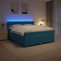Lova su čiužiniu ir LED apšvietimu Mėlyna 160 x 200 cm Aksomas