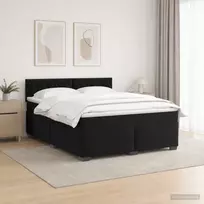 Lova su čiužiniu ir LED apšvietimu Juoda 160 x 200 cm Aksomas