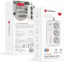 Power strip Forcell F-Energy 3 lizdai + USB C 30W + 3 x USB A QC3.0 PD + WiFi Tuya, SmartLife, Alexa 10A 2500W VT-PS03 baltas