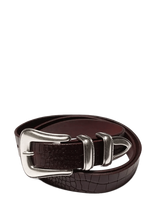 Nudie Jeans - Western Faux Croco Silver Belt Burgundy - Laisvalaikio diržas - Burgundiška splava