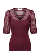 Rosemunde - Rwbeatha Silk Full Lace 2/4 T-Shirt - Marškinėliai trumpomis rankovėmis - Burgundiška splava