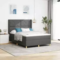 Kiemas lova su LED juostelėmis Pilka 140 x 200 cm audinys