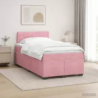 Lova su čiužiniu ir LED apšvietimu Rožinė 120 x 190 cm Aksomas