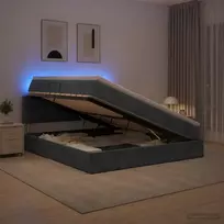 LED saugojimo lova su čiužiniu Tamsiai pilka 140 x 190 cm
