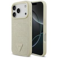 GUESS Croco Triangle Logo MagSafe Case for iPhone 17 Pro, gold