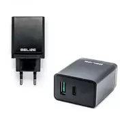 Beline travel charger | 18W | USB-A, USB-C | black