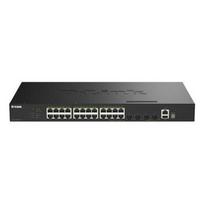 Tinklo Jungiklis - D-Link DGS-1530-28P 24-Port Gigabit PoE, 4-Port 10G SFP+, Juoda