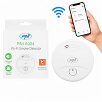 Wi-Fi dūmų jutiklis A024, valdymas iš Tuya Smart programėlės, maitinimas iš 9V baterijos, 85dB