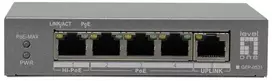 Šakotuvas Level One Carruzzo LevelOne GEP-0531 tinklo komutatorius Ne-valdomas L2 Gigabit Ethernet (10/100/1000) Maitinimas per Eternetą (PoE) Stalinis / tvirtinamas prie sienos Pilka