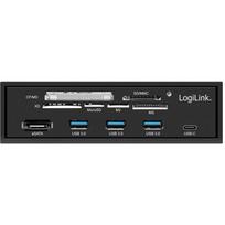 Logilink UA0341 5,25" priekinis skydelis, 6 tipų kortelių skaitytuvas, 3x USB 3.0, USB-C, eSATA, 5Gbps