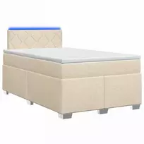 Lova su čiužiniu ir LED apšvietimu Kreminė 120 x 200 cm Audinys