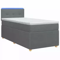Spyruoklinė lova su čiužiniu Tamsiai pilka 90 x 200 cm Audinys