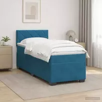 Lova su čiužiniu ir LED apšvietimu Mėlyna 80 x 200 cm Aksomas