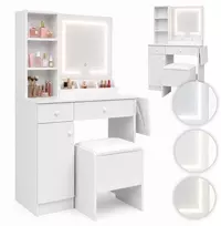 Kosmetikos staliukas su veidrodžiu ir LED apšvietimu ModernHome