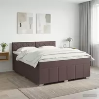 Spyruoklinė lova su čiužiniu Tamsiai rudas 140 x 200 cm Audinys