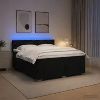 Lova su čiužiniu ir LED apšvietimu Juoda 140 x 200 cm Aksomas