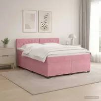 Lova su čiužiniu ir LED apšvietimu Rožinė 140 x 200 cm Aksomas