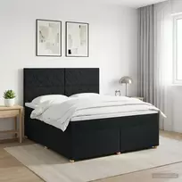 Spyruoklinė lova su čiužiniu Juoda 140 x 190 cm Audinys