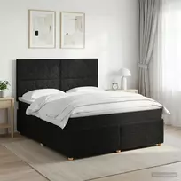 Spyruoklinė lova su čiužiniu Juoda 140 x 190 cm Audinys