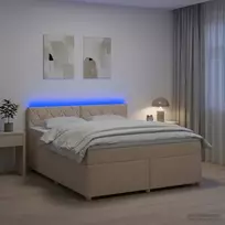 Spyruoklinė lova su čiužiniu Kreminė 160 x 200 cm Audinys