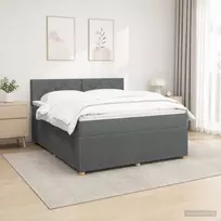 Spyruoklinė lova su čiužiniu Tamsiai pilka 140 x 190 cm Audinys