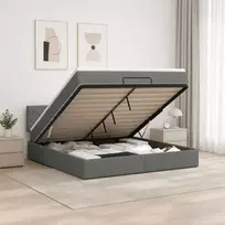 Otmana lova su matracsu ir LED Tamsiai pilka 140 x 190 cm