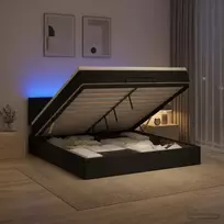 Otmana lova su matracsu ir LED Juoda 140 x 190 cm Audinys